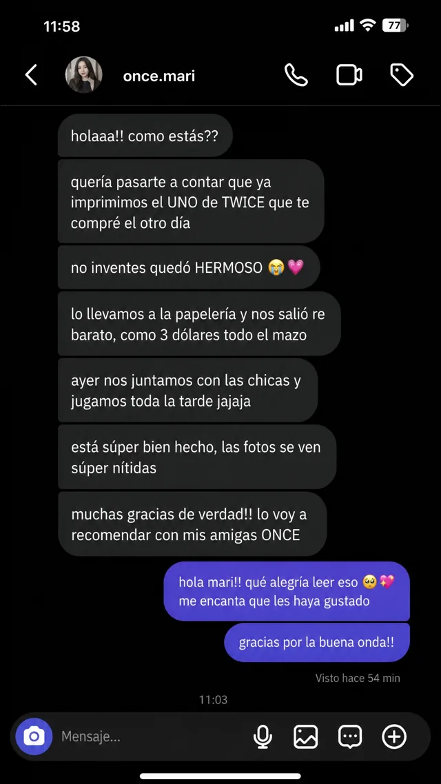 Testimonio Instagram de una clienta